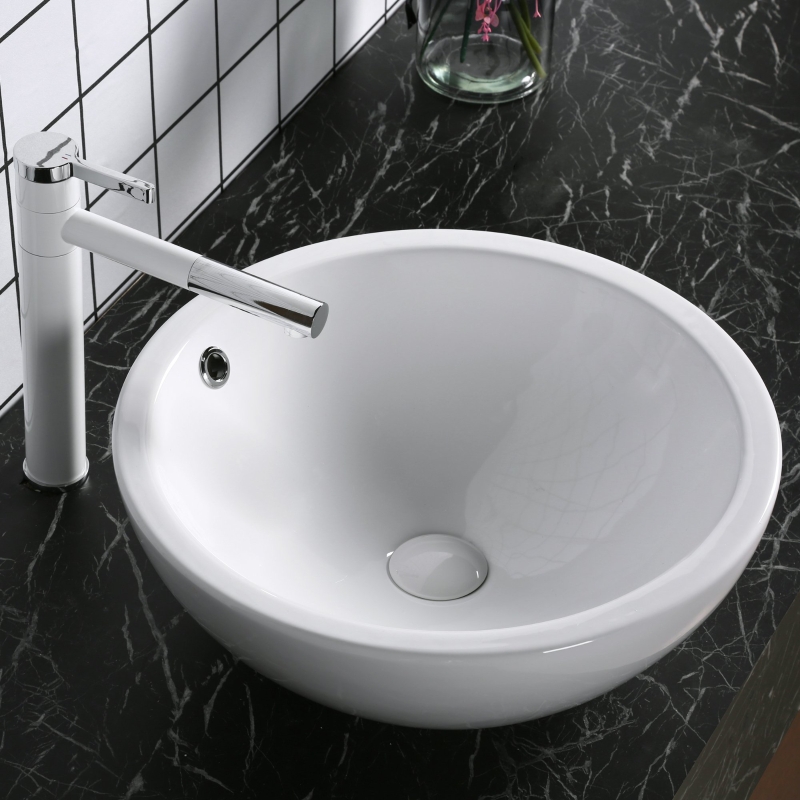 kleankin® Waschbecken Waschschale Waschtisch Aufsatzwaschbecken Oval Keramik Ø45 x 18H cm
