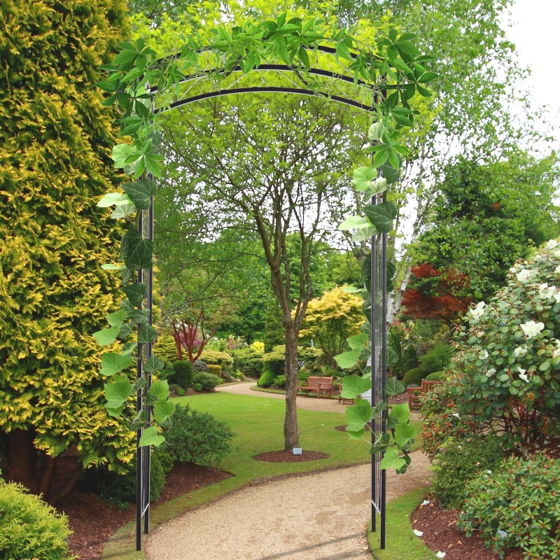 Outsunny® Pflanzbogen Torbogen Rankgitter Rosenbogen Garten Wetterfest H212 cm Metall