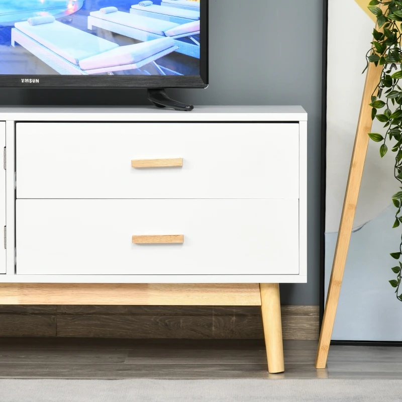 HOMCOM TV-meubel tv-lowboard MDF rubberhouten poten voor tv's tot 55" kantoor wit