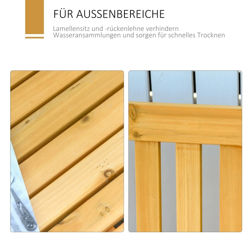 Outsunny 2-zits schommelstoel met armsteunen tuinstoel schommelstoel massief hout naturel