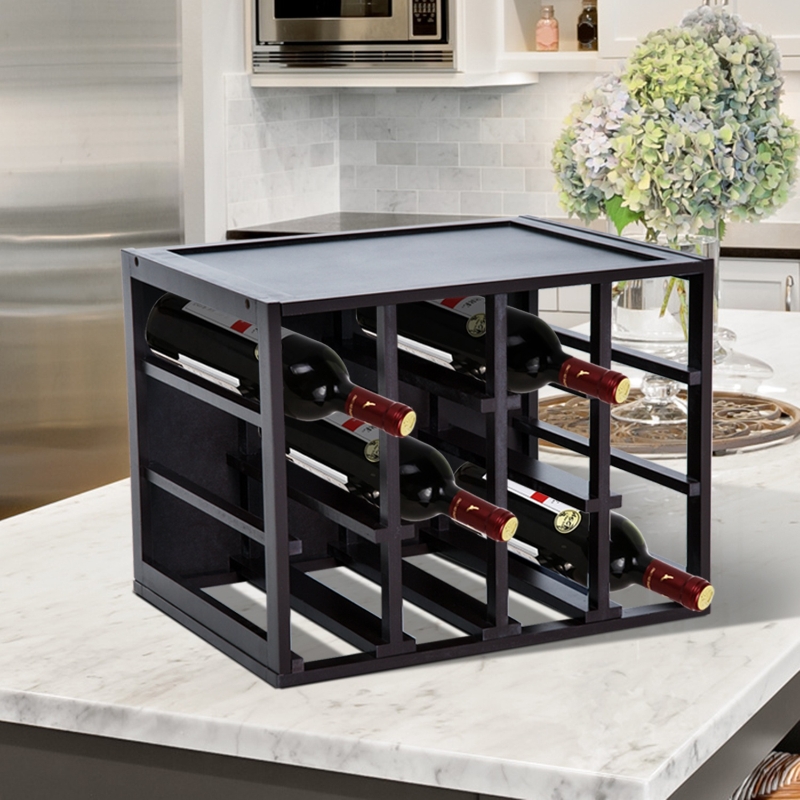 HOMCOM® Weinregal für 12 Flaschen 3 Ebenen Kiefer Braun