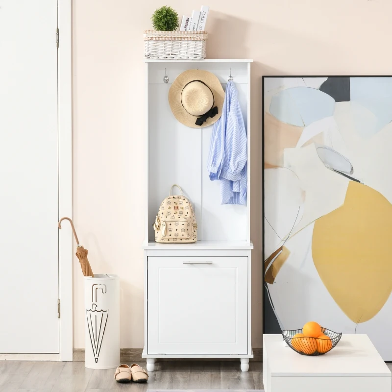 HOMCOM Kapstok kledingrek gang woonkamer 4 planken wit