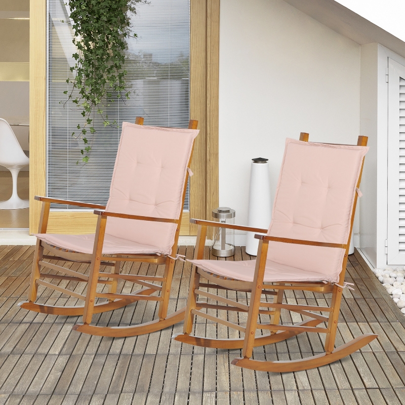 Outsunny® Stuhlauflage Auflage Gartenstuhl Sitzkissen 2er Set Hochlehner Polyester Beige