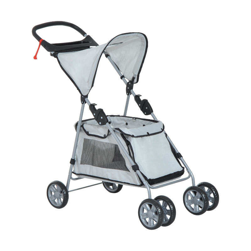 PawHut® Hundebuggy Hundewagen mit Sonnendach Stahl Grau