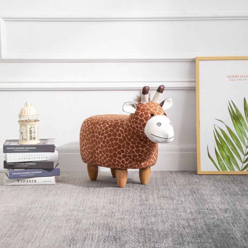 HOMCOM® Hocker für Kinder Kinderhocker Sitzhocker Polsterhocker im Tier-Design Giraffe