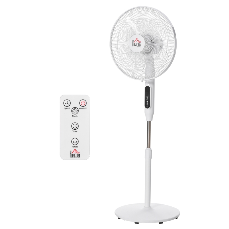 HOMCOM 138 cm Standventilator 5h Timer Ventilator mit Fernbedienung höhenverstellbarer Lüfter 3 Geschwindigkeitsstufen Verstellbarer 85° Neigungswinkel Stahl