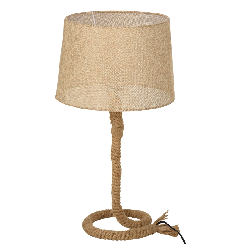 HOMCOM® Tischlampe Tischleuchte E27-Fassung Nachttischlampe 40 W Hanf Leinen Stahl Beige