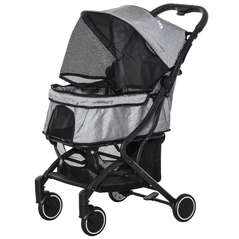 PawHut® Haustierwagen Faltbar Hochwertige Aluminiumrahmen 4 Rädern Grau