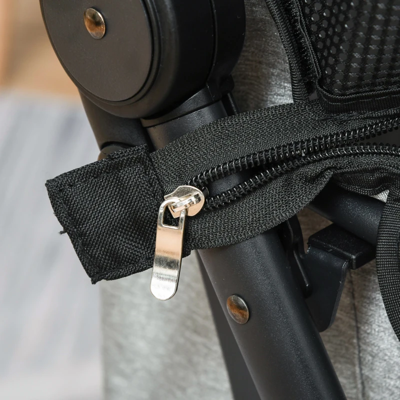 PawHut hondentrolley hondenbuggy buggy voor katten met boodschappentas inklapbaar aluminium grijs