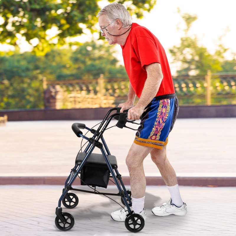 HOMCOM® Rollator Gehhilfe Laufhilfe für Senioren höhenverstellbar faltbar Stahl Schwarz