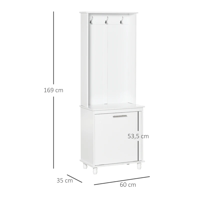 HOMCOM Kapstok kledingrek gang woonkamer 4 planken wit