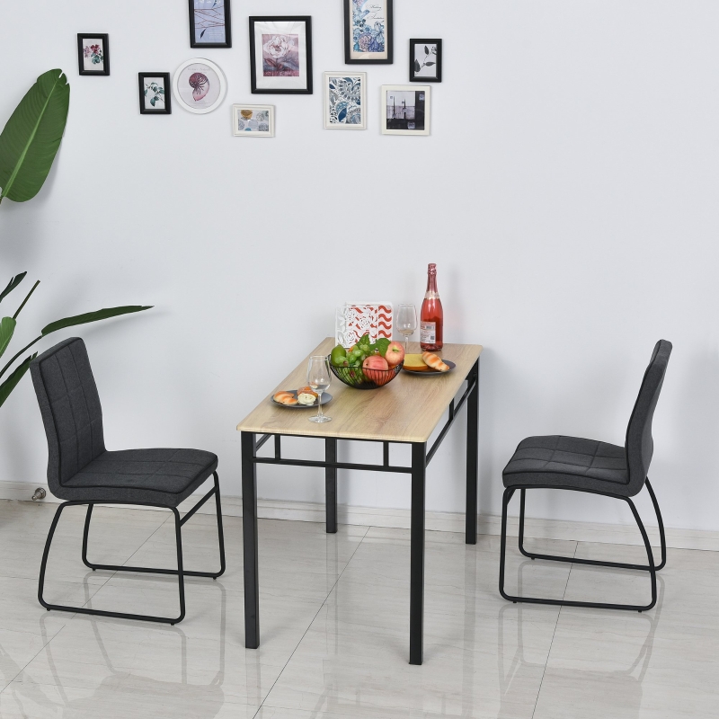 HOMCOM® Esszimmerstuhl Stuhlset 2-teilig Esstischgruppe Leinen+Schaumstoff Dunkelgrau