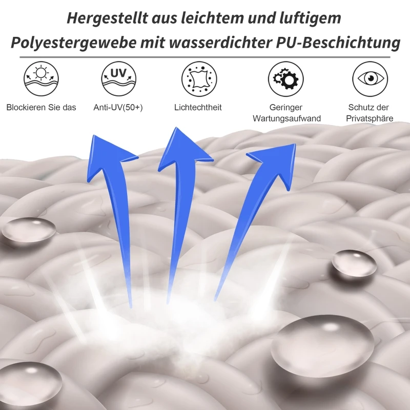 Outsunny Verticale Zonwering voor Balkon, Windscherm, Zijrollo Privacybescherming met Handslinger, Polyester+Aluminium Crèmewit 140 x 100 cm