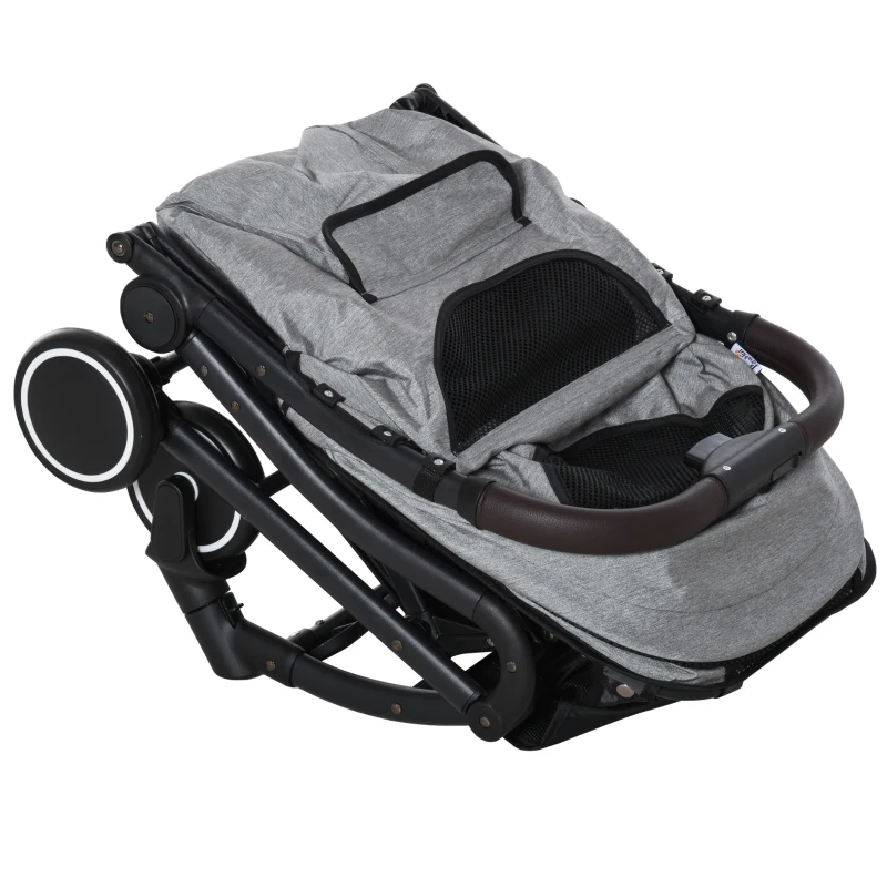 PawHut hondentrolley hondenbuggy buggy voor katten met boodschappentas inklapbaar aluminium grijs