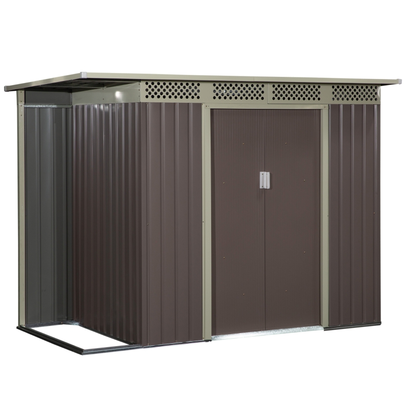 Outsunny® Gerätehaus Gartenhaus mit Schiebetür Fenster Outdoor Stahl Grau