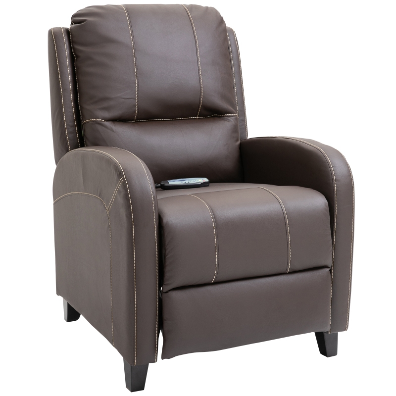 HOMCOM® Massagesessel mit Fußstütze und Heizfunktion | Relaxsessel | Braun | 70 x 93 x 100 cm