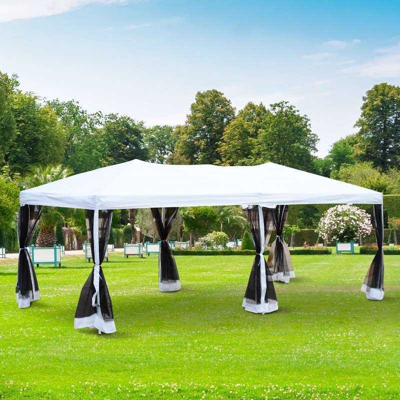 Outsunny® Faltpavillon Wasserabweisend mit Transporttasche 6 x 3 x 2,5 m Weiß Schwarz