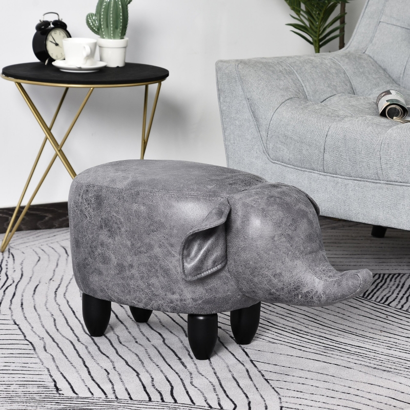 HOMCOM® Hocker für Kinder Kinderhocker Sitzhocker im Tier-Design Elefant Grau