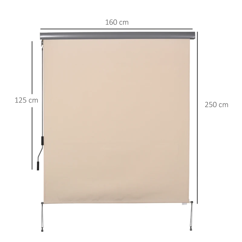 Verticale luifel aluminium balkonluifel met handslinger crèmewit 160 x 250 cm
