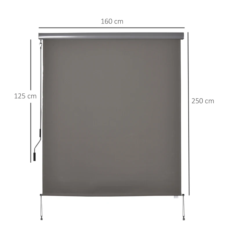 Verticale luifel aluminium balkonluifel met handslinger grijs 160 x 250 cm