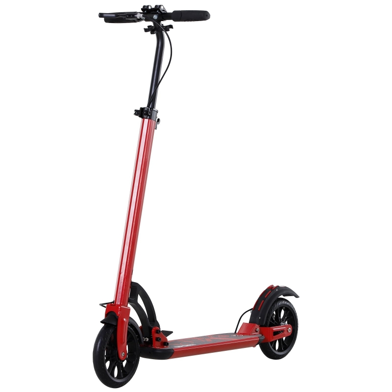 HOMCOM® Kickscooter Kinderscooter Tretroller mit Stoßdämpfung Höheverstellbar Alu Rot