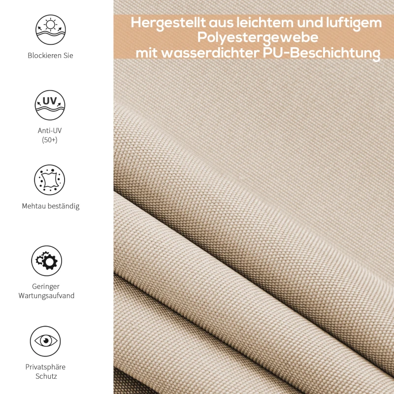 Verticale luifel aluminium balkonluifel met handslinger crèmewit 160 x 250 cm