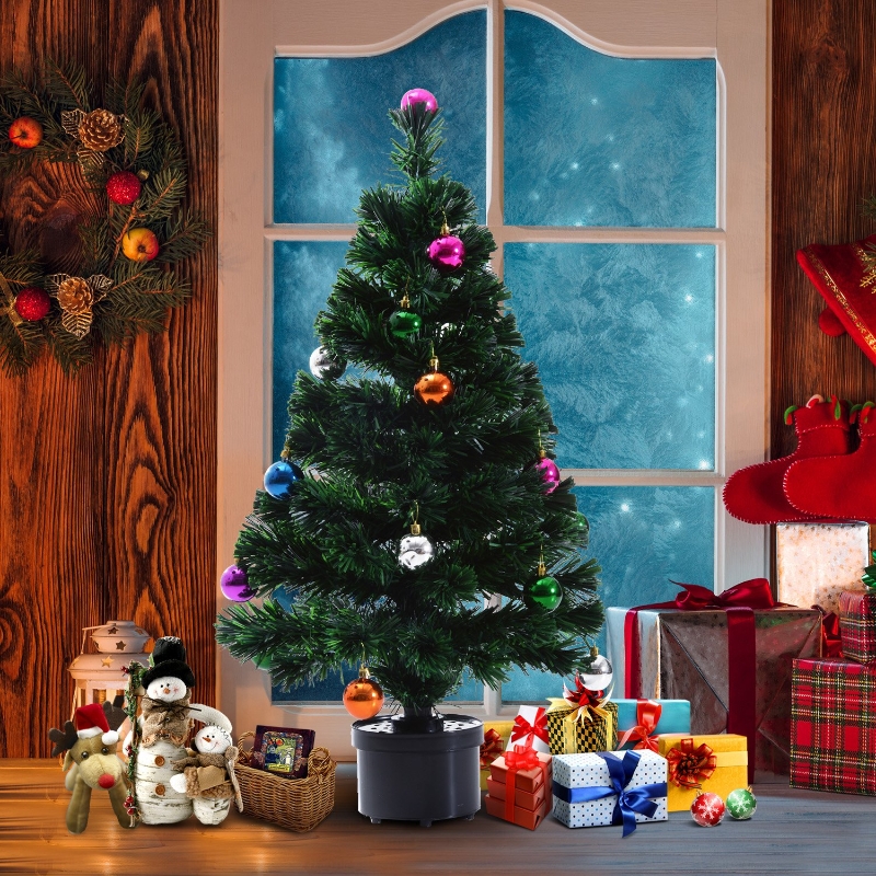HOMCOM® Weihnachtsbaum künstlicher Lichtfaser rotierend 60cm