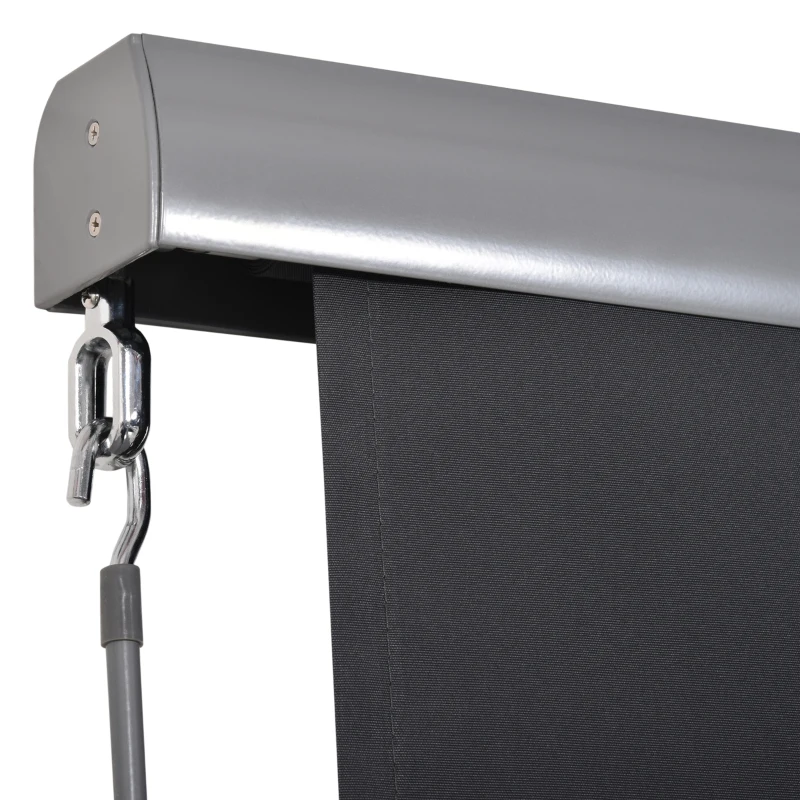 Verticale luifel aluminium balkonzonwering met handslinger donkergrijs 160 x 250 cm