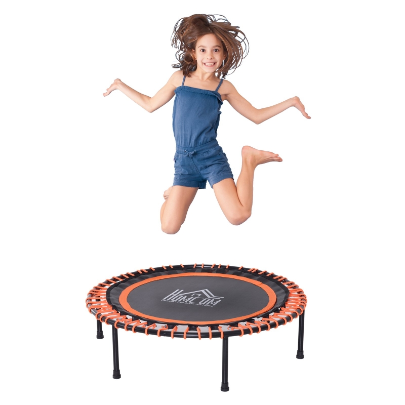 HOMCOM Trampolin für Kinder und Erwachsene, Gartentrampolin, Joga, 100 kg belastbar, Stahl, Schwarz, Ø101,6 x H25 cm
