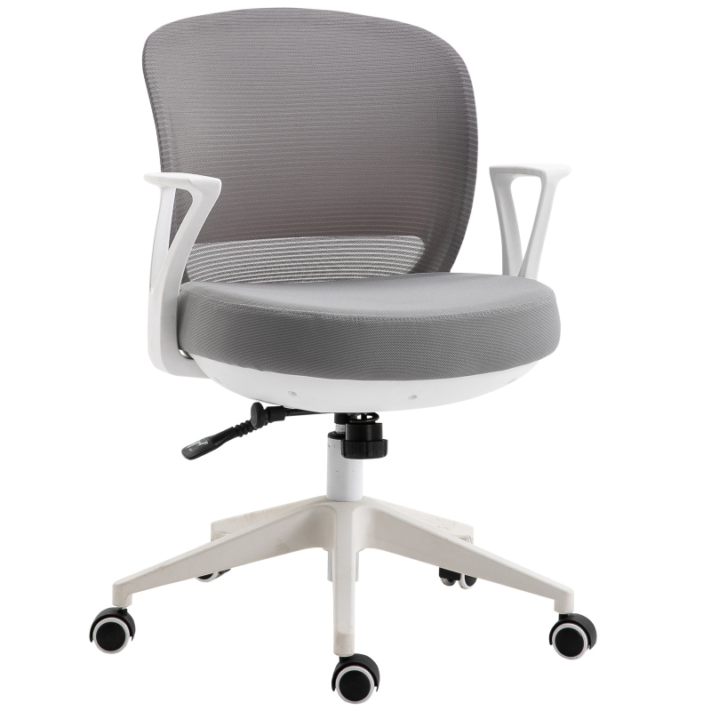 HOMCOM® Bürostuhl Drehstuhl Wippfunktion Netzdesign Grau Weiß