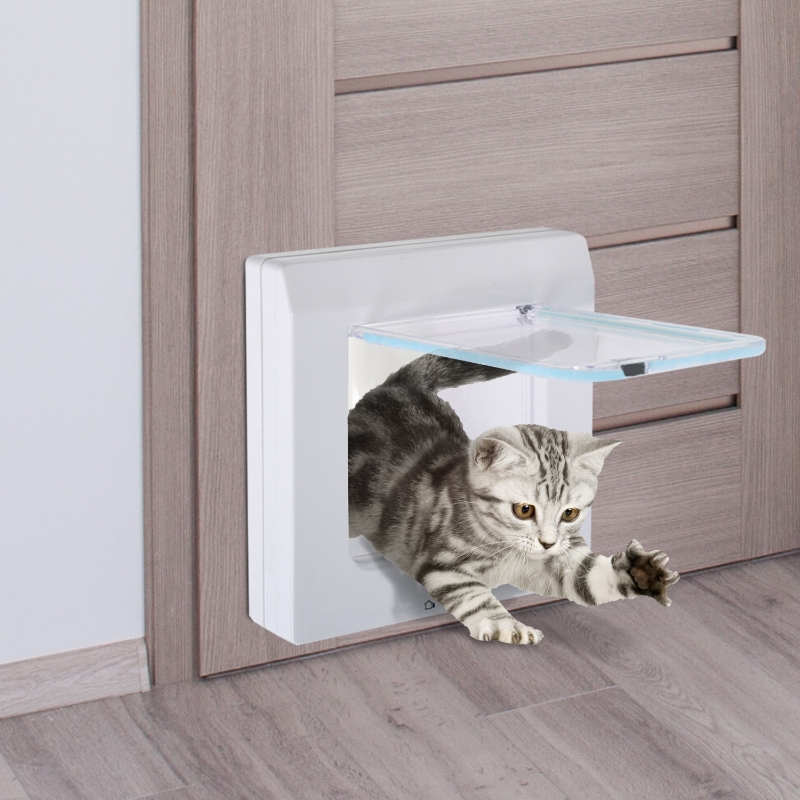 PawHut® Katzenklappe Hundeklappe Katzentür 4 Wege Weiß