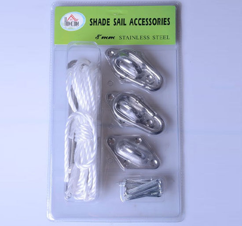 Outsunny® Sonnensegel Zubehör Seil Haken Set Befestigung Edelstahl