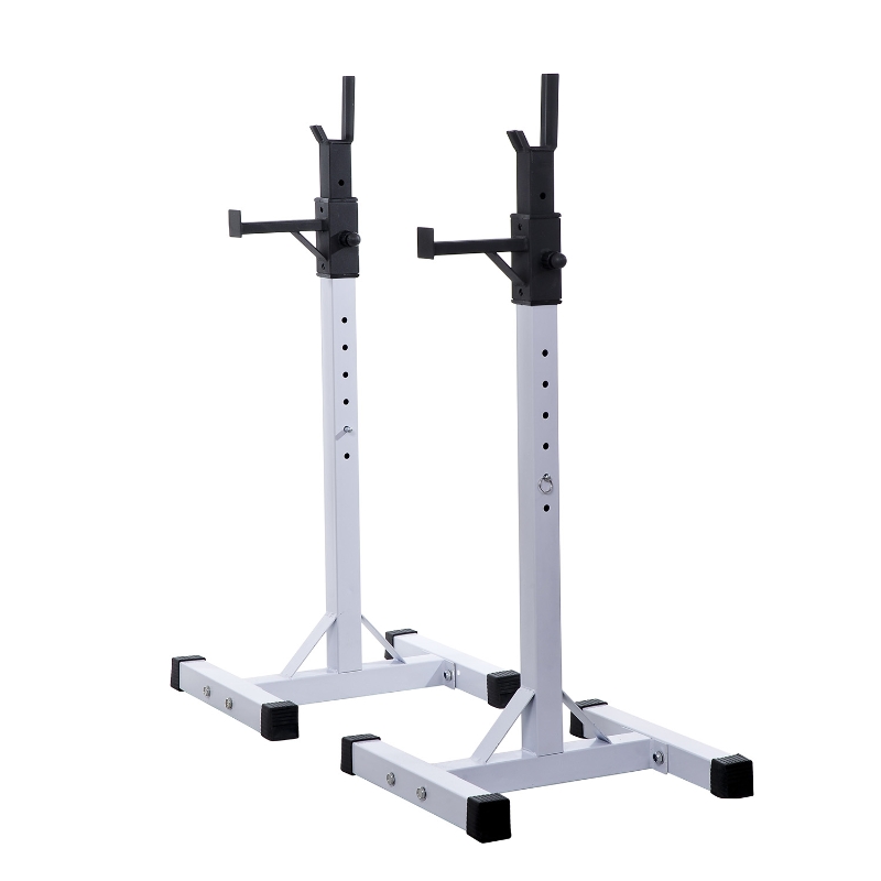 HOMCOM Adjustable Weights Barbell Squat Stand Rack-White/Black