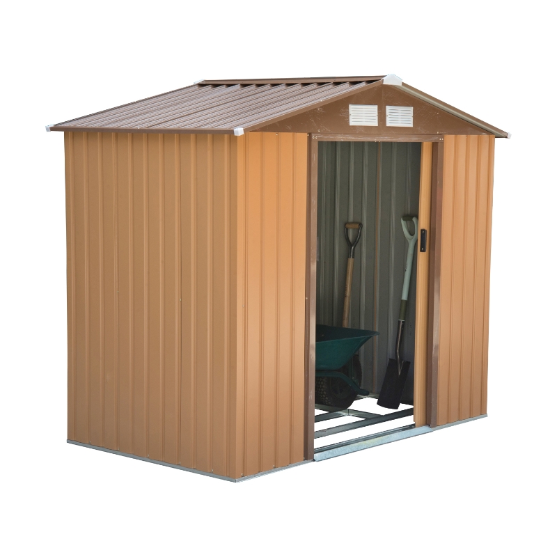 Outsunny Metal 6x6 ft Garden Shed Lockable Large Patio Roofed Tool