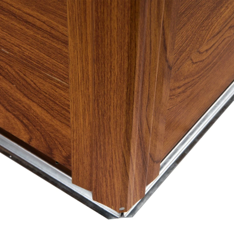 Outsunny Garden Shed Tool Storage Overlap Construction Sliding Door Brown Wood Grain