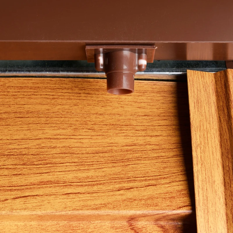 Outsunny Garden Shed Tool Storage Overlap Construction Sliding Door Brown Wood Grain