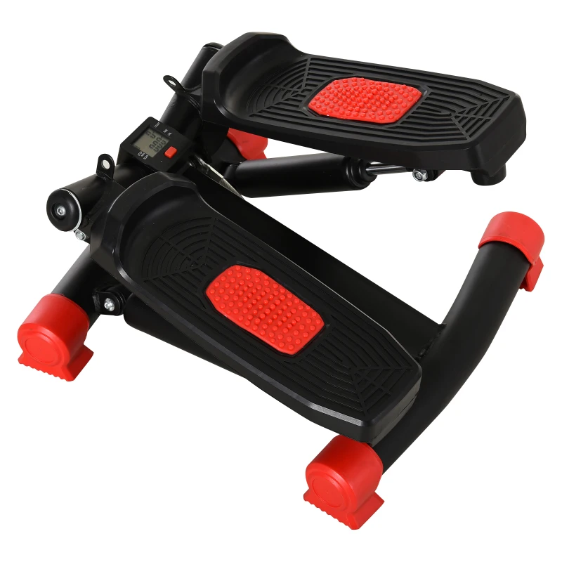 HOMCOM Mini Stepper W/Training Ropes-Black/Red