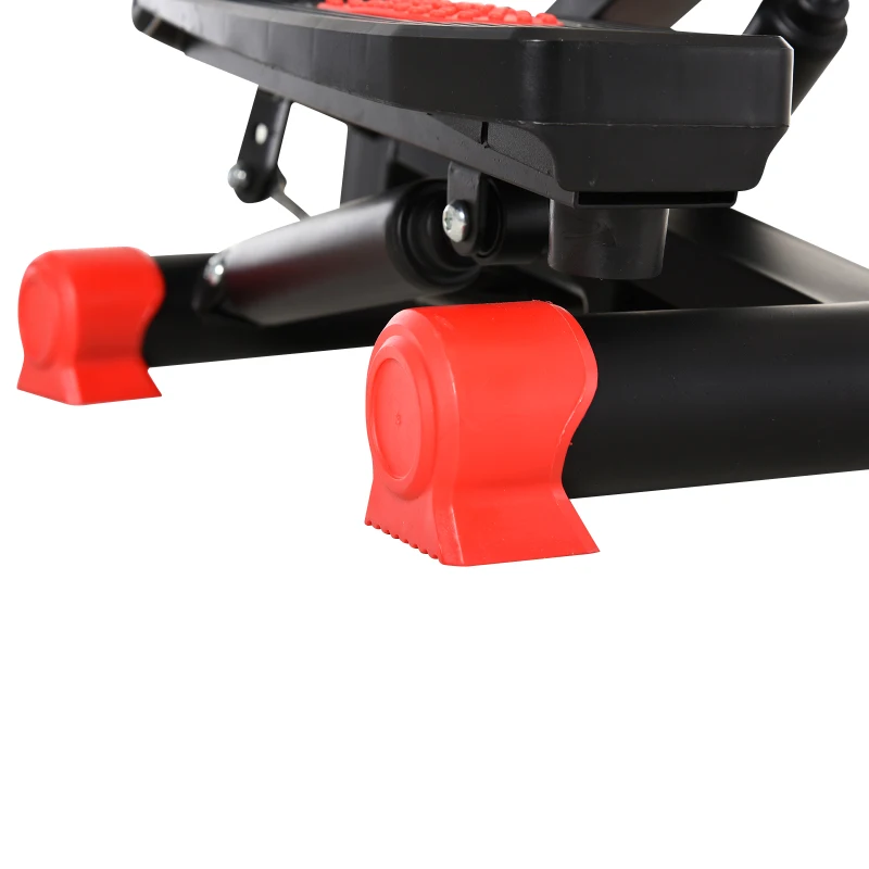 HOMCOM Mini Stepper W/Training Ropes-Black/Red