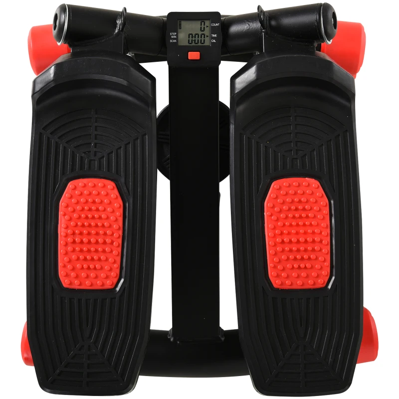 HOMCOM Mini Stepper W/Training Ropes-Black/Red