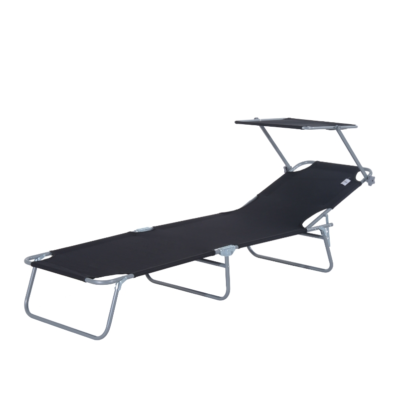 Outsunny Folding Sun Lounger-Black