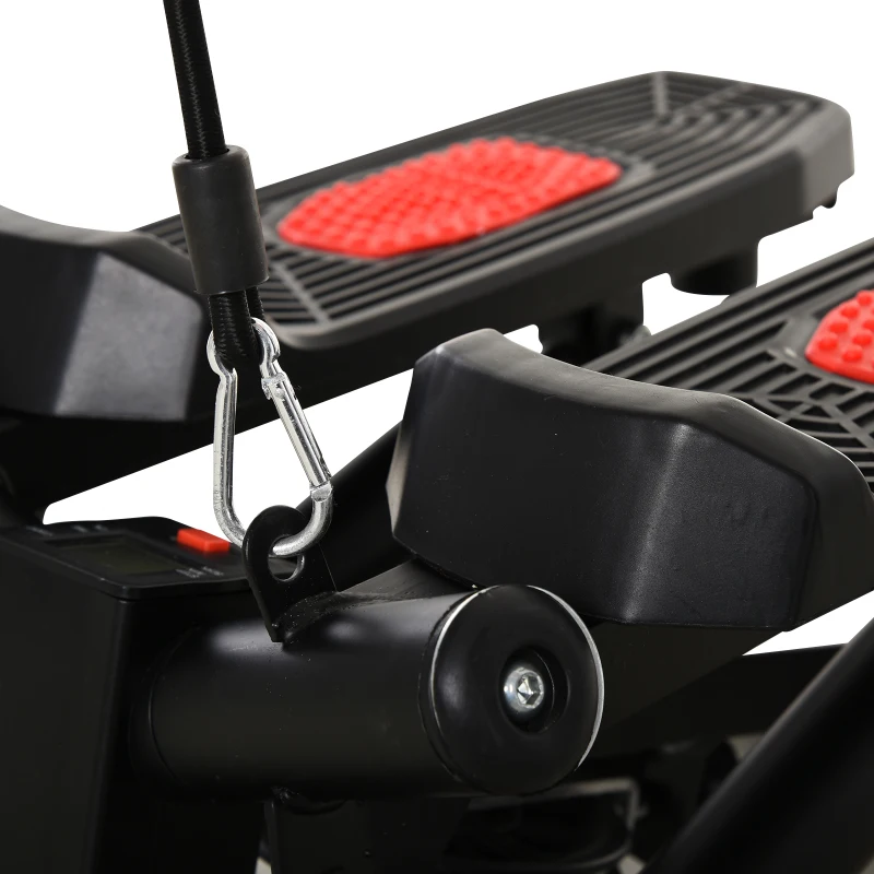 HOMCOM Mini Stepper W/Training Ropes-Black/Red