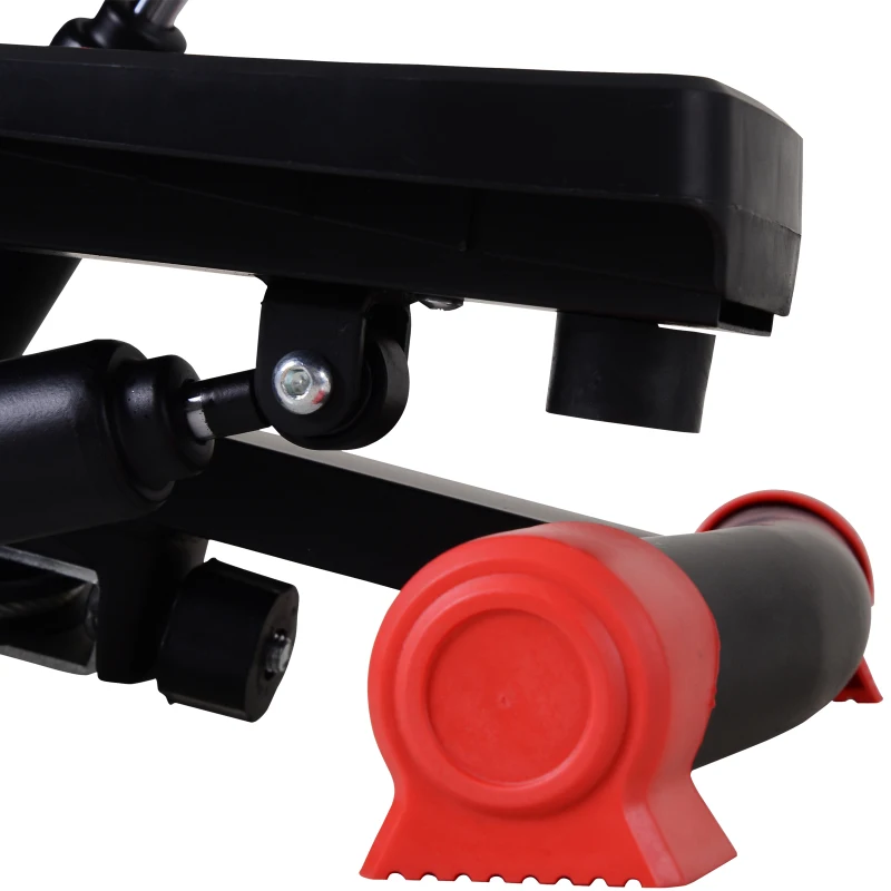HOMCOM Mini Stepper W/Training Ropes-Black/Red