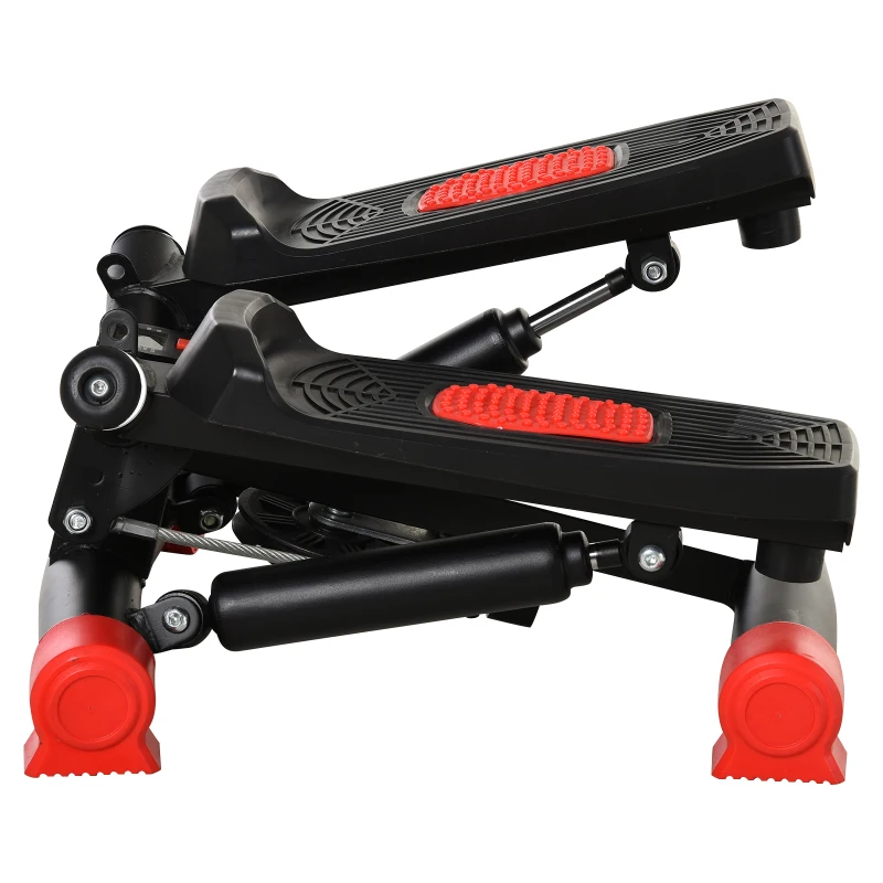 HOMCOM Mini Stepper W/Training Ropes-Black/Red