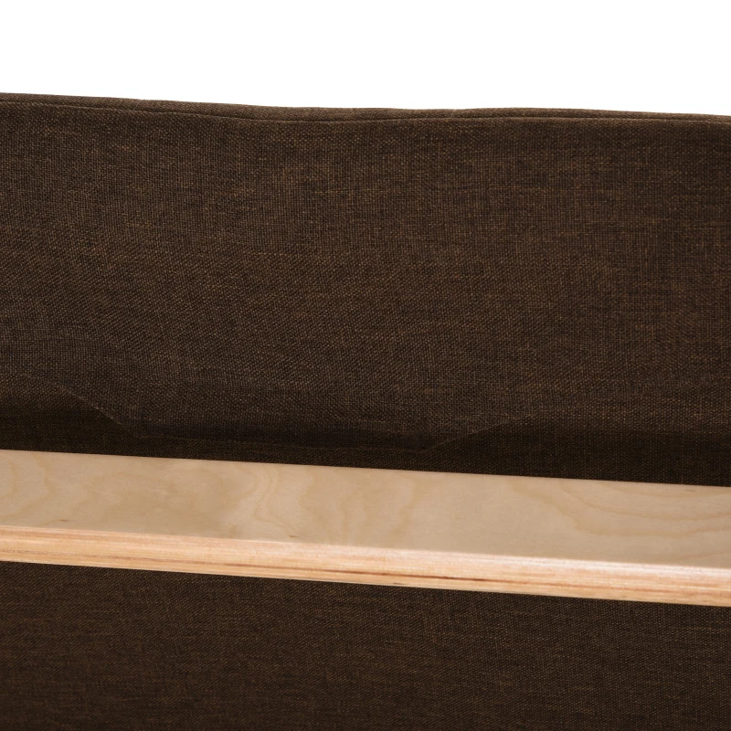 HOMCOM relaxstoel fauteuil met armleuningen linnen bekleding houten frame bruin