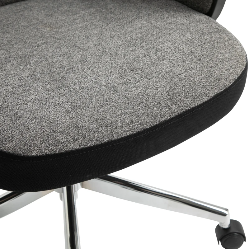 Vinsetto Padded Linen Ergonomic Home Office Chair w/ Wheels Grey