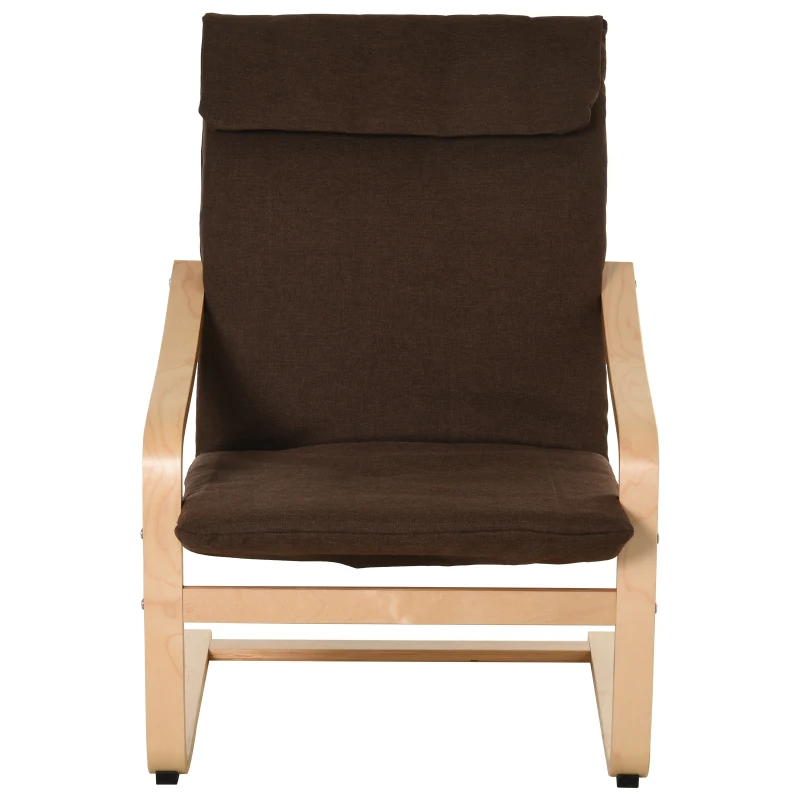 HOMCOM relaxstoel fauteuil met armleuningen linnen bekleding houten frame bruin