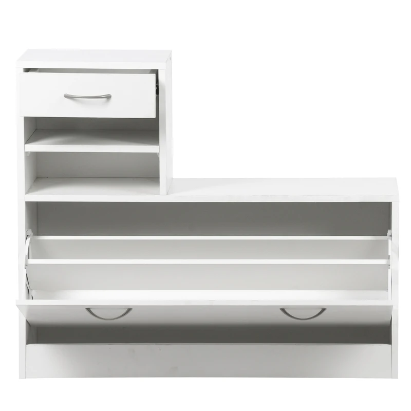 HOMCOM® garderobeset 2-delig schoenenkast spiegel 3-in-1 wit