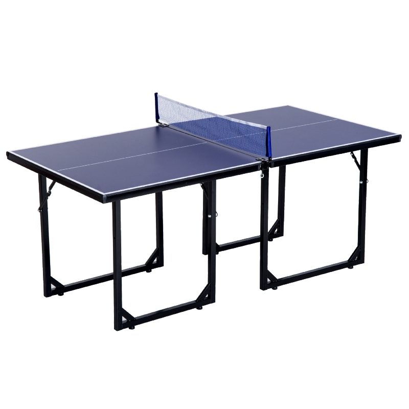 HOMCOM Storage Mini Table Tennis with Net Steel Blue 183cm Indoor
