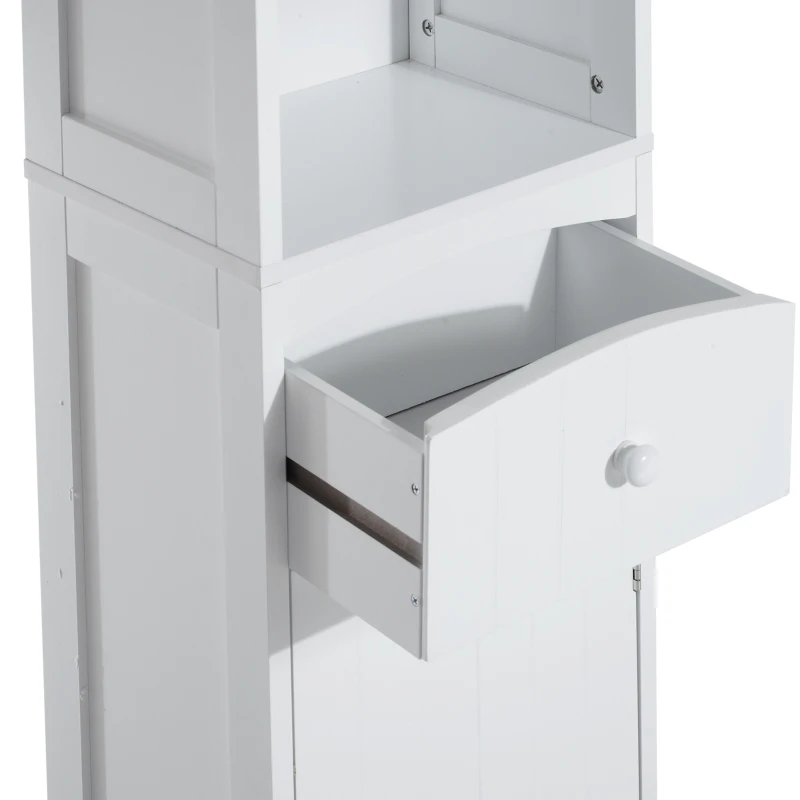 HOMCOM badkamerkast badkamermeubel hoge kast badkamerplank badmeubel wit 34x24x170 cm