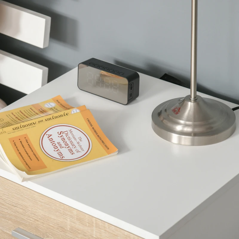 HOMCOM Bedside Table with 3 Drawers, Nightstand, Side Table Storage Chest for Bedroom